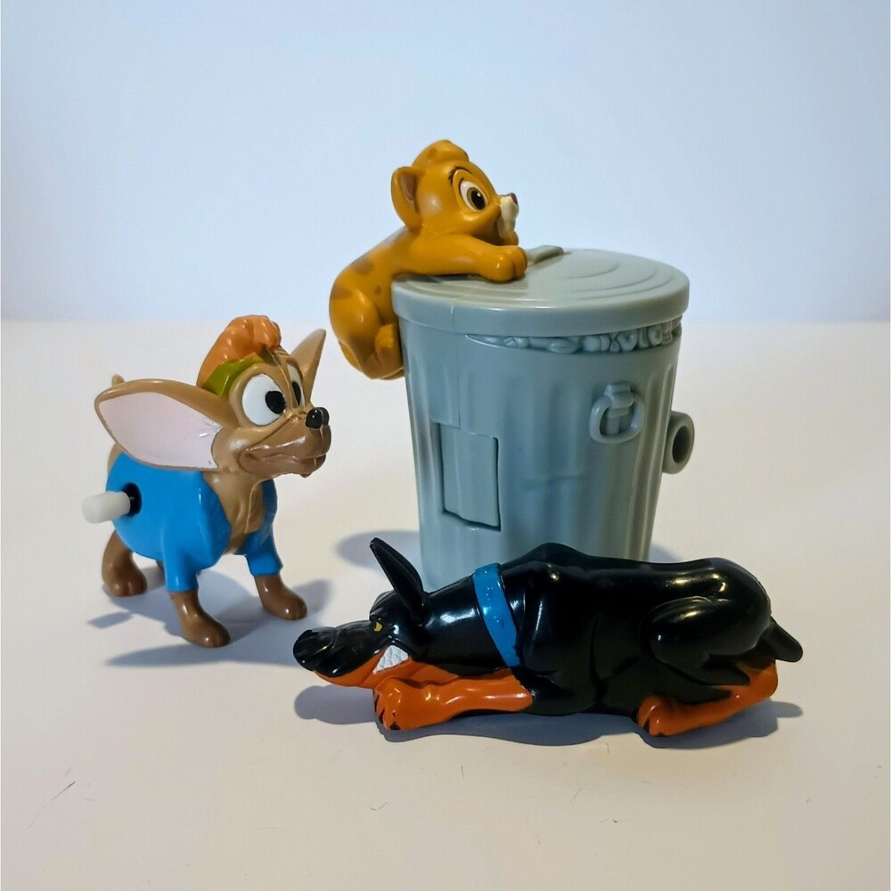 Oliver And Company Burger King Kids Club Meal Toy Trashcan 1996 Bundle of 3